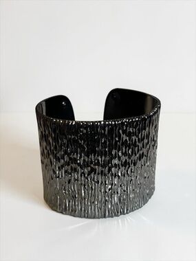 🍭5 for $20🍭 Paula Abdul Chunky Gunmetal Black Crystal Open Cuff Bracelet CC O